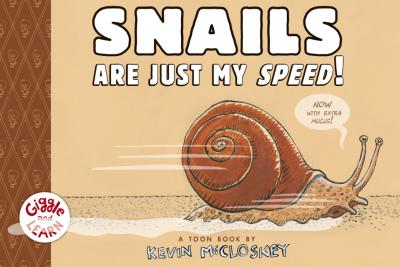 Snail zooms across the book cover.